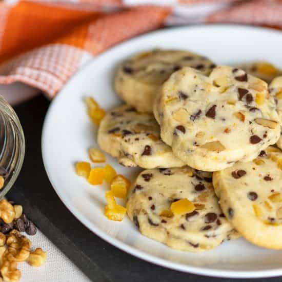 Chocolate with Walnuts and Orange Peel Shortbread Cookies