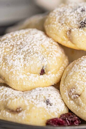Finish cranberry orange with crystallized ginger on a tray.