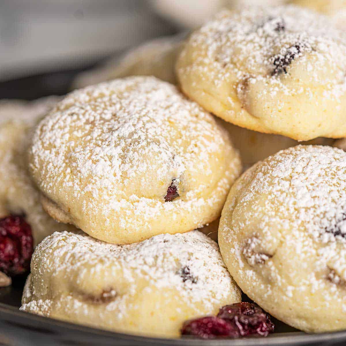 Finish cranberry orange with crystallized ginger on a tray.