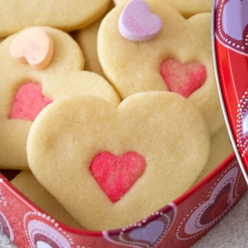 Double heart cookies in a Valentine's Box.