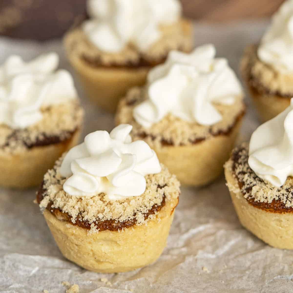 Shoofly Pie Cookie Cups with Whip Cream on Top.