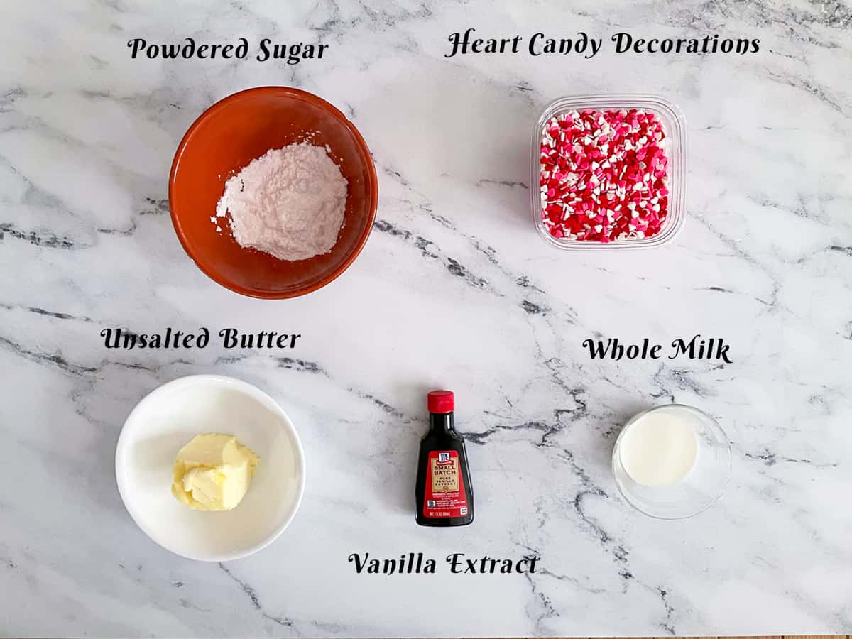 Ingredients for making buttercream icing.