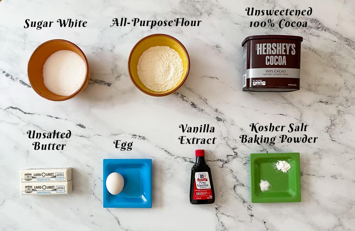 Ingredients image for making chocolate cookies.