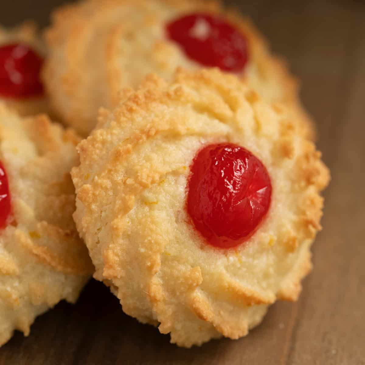 Single side view closeup of a traditional Sicilian Almond Cookies.