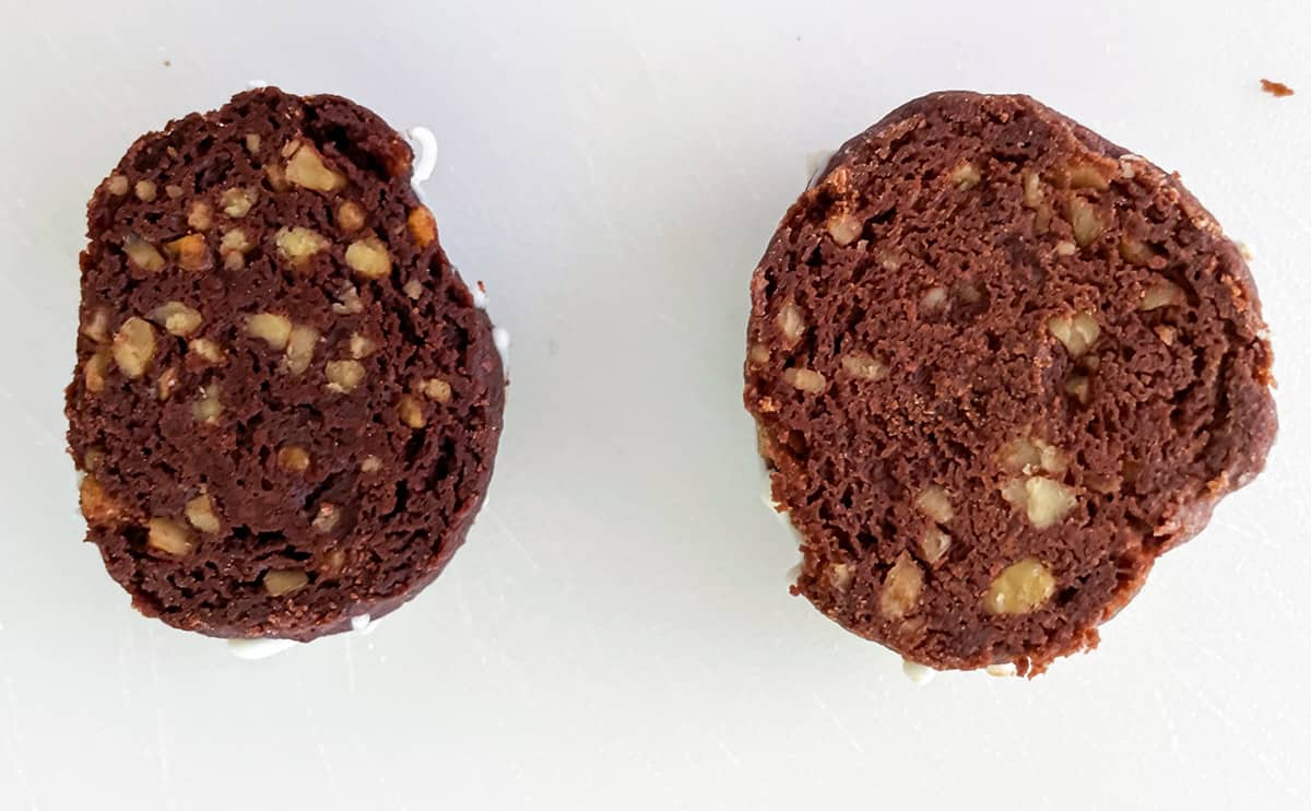 Finish chocolate walnut shortbread cookies using different butter and cocoa.