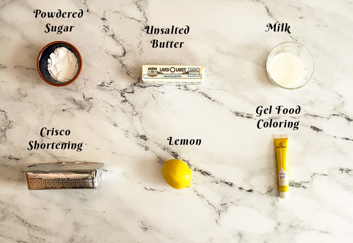 Ingredients to make lemon icing for cookies.