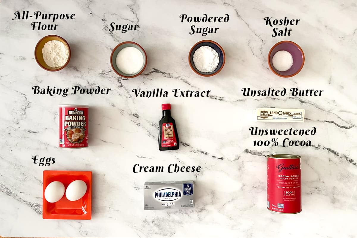 My Favorite cream cheese chocolate cookies ingredients.