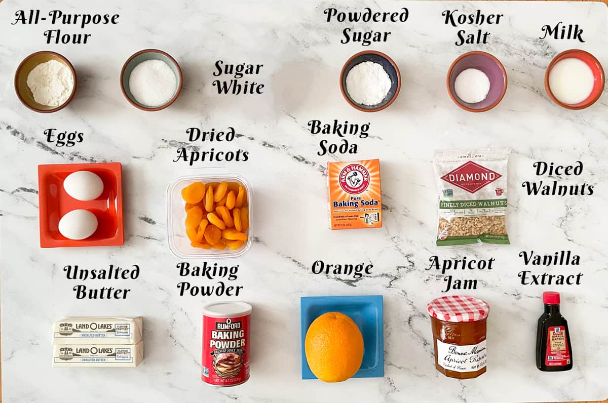 Apricot pinwheel listing of ingredients.