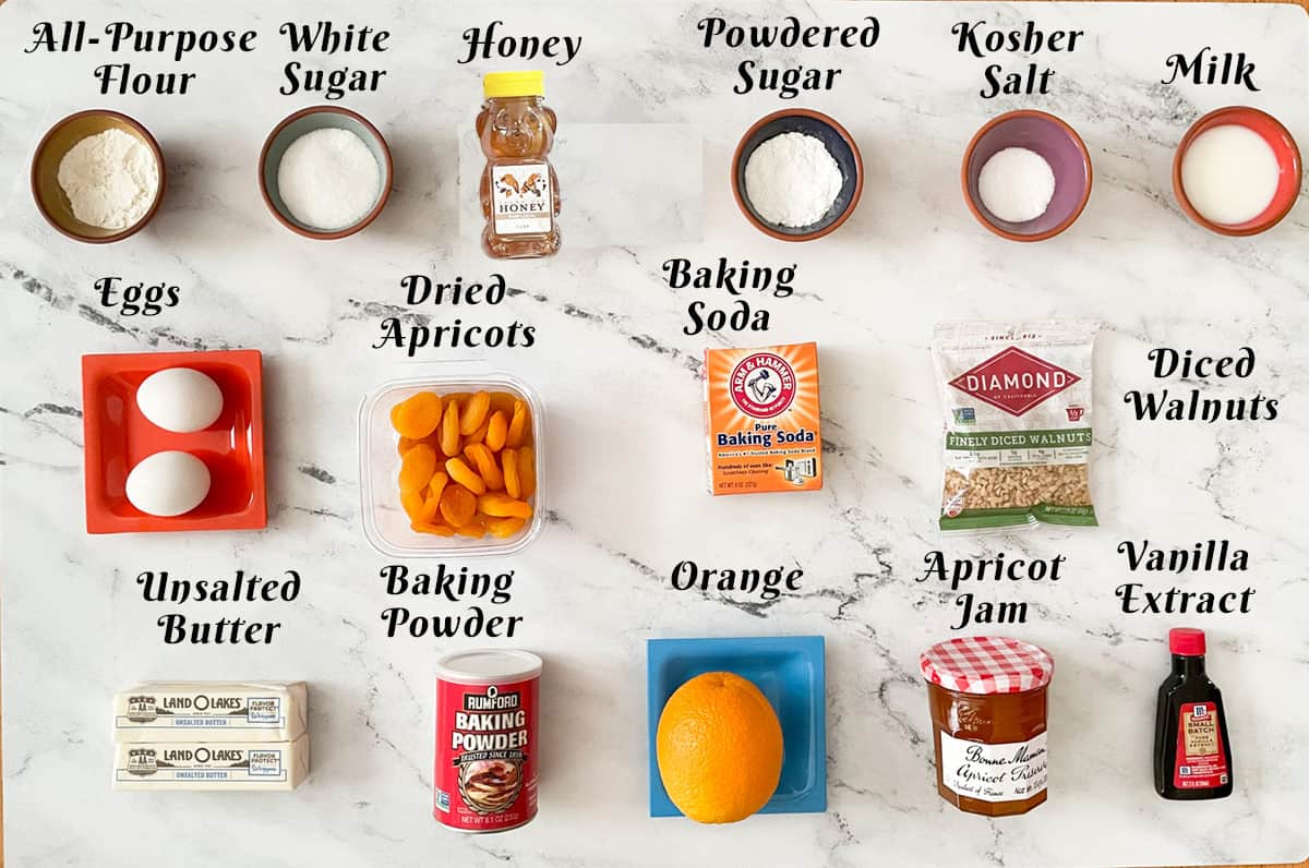Has all the ingredients for making Apricot Pinwheel cookies.