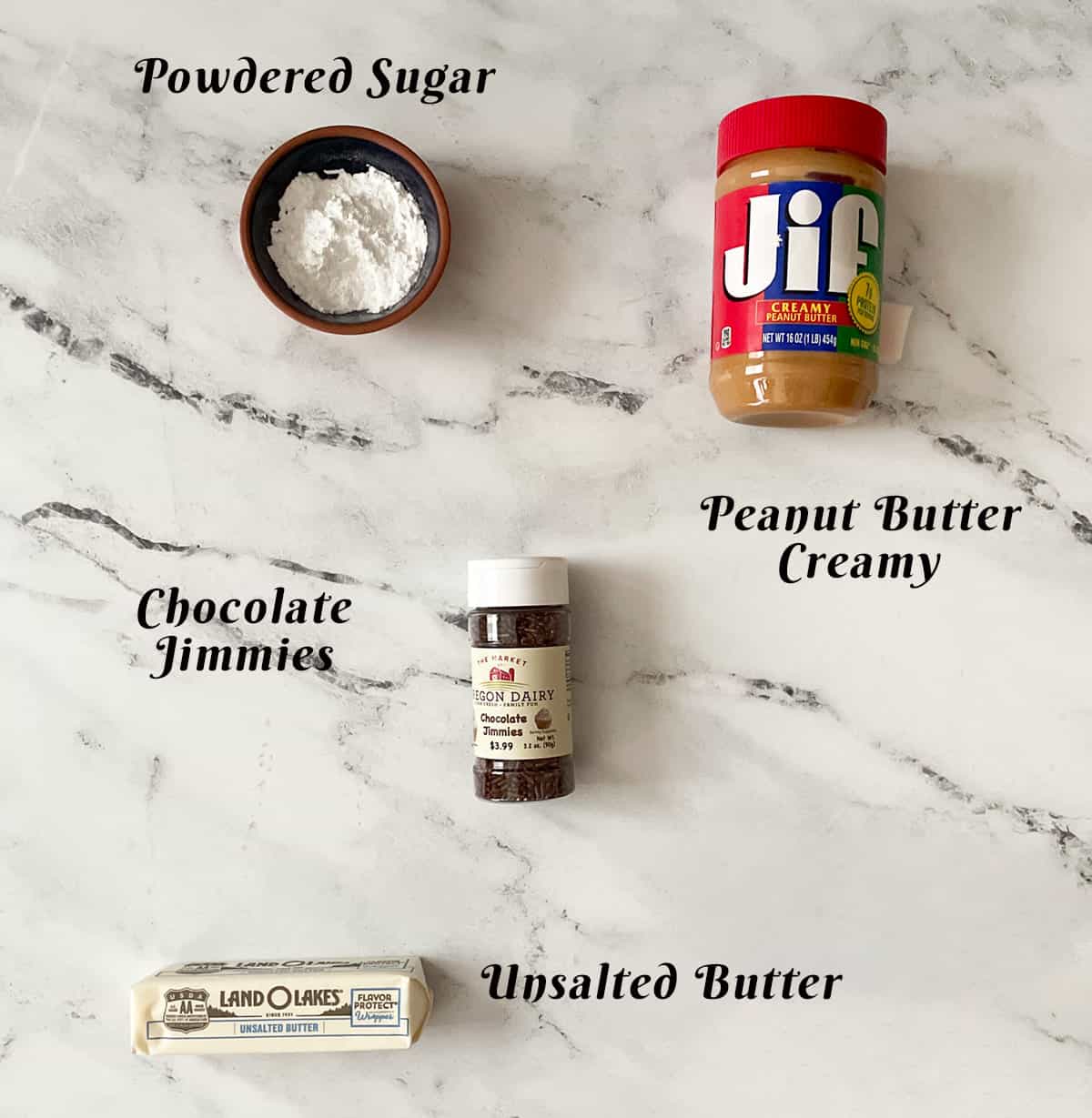 Ingredients for peanut butter frosting