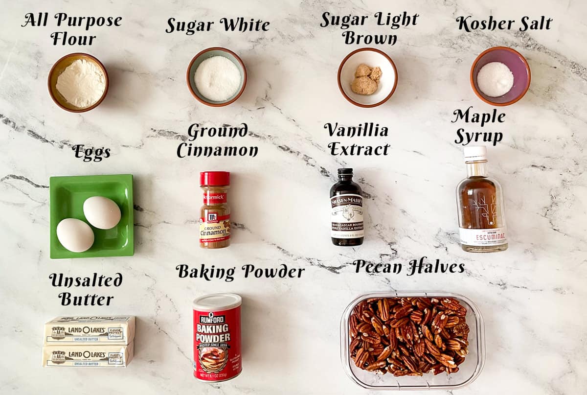 Display of maple butter pecan cookie ingredients.