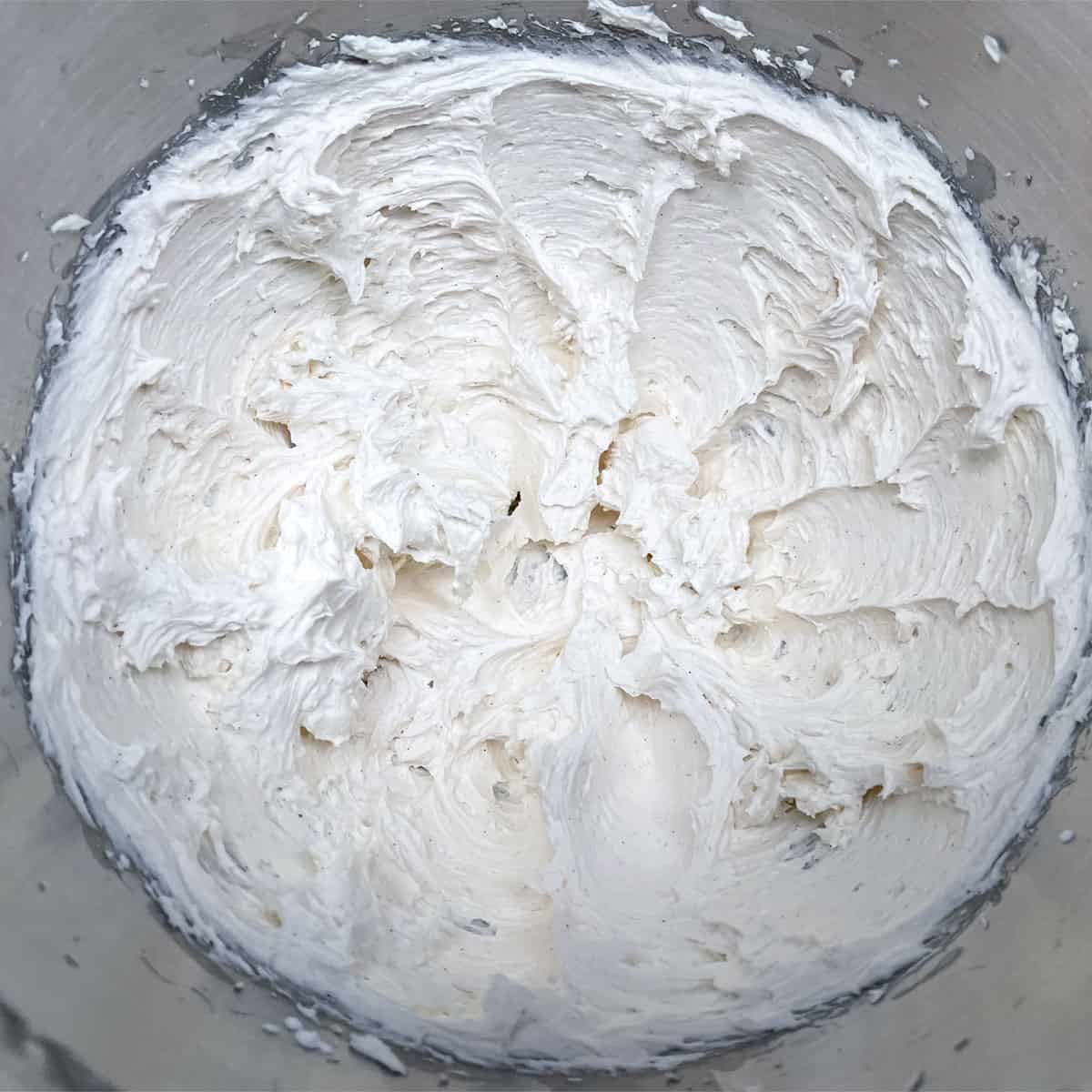 Vanilla bean icing after 2 minutes mixing.