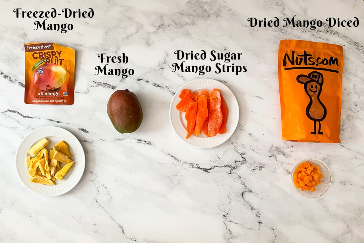Comparing different types of mangos that can be used in making cookies.