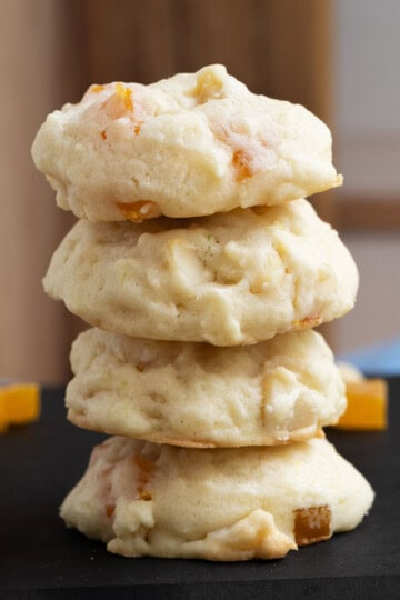 Stack of mango lime with macadamia nut cookies for feature image.