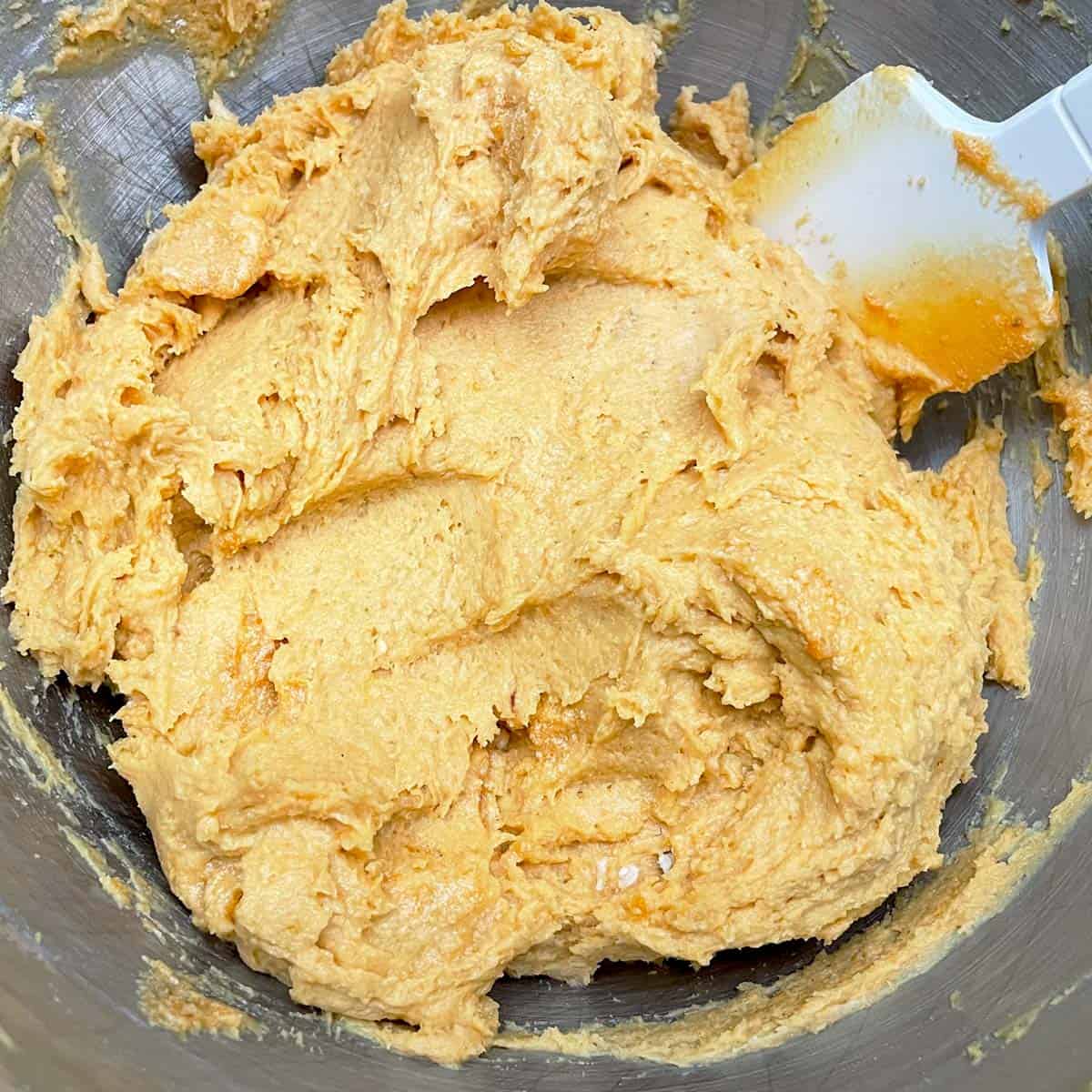 Cookie dough is completely mixed and ready to be chilled.