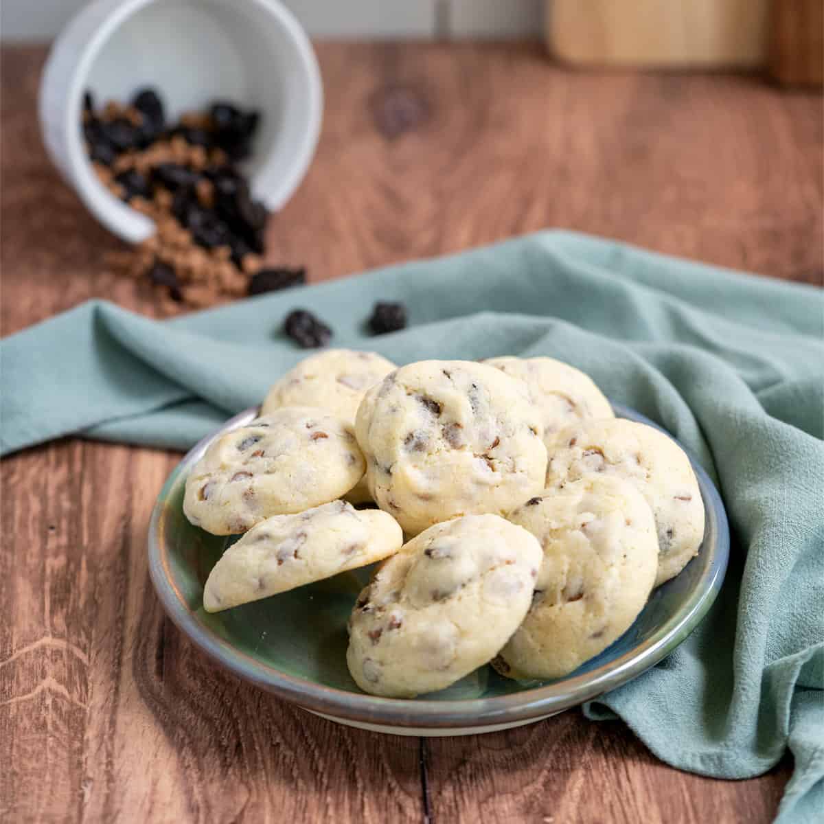 A dish of Cherry Caramel Sea Salt Cookies.