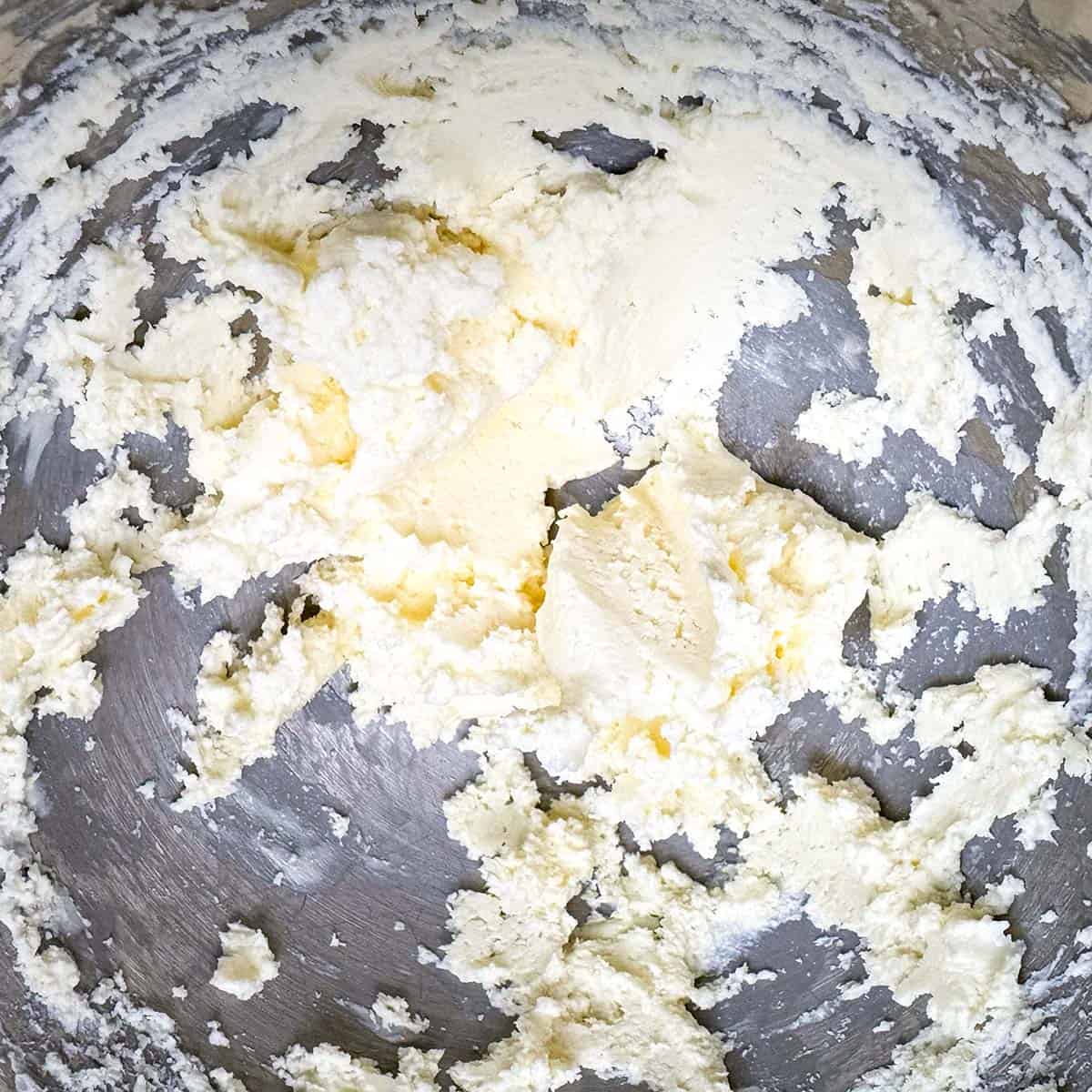 Butter and cream cheese blended after 2 minutes.