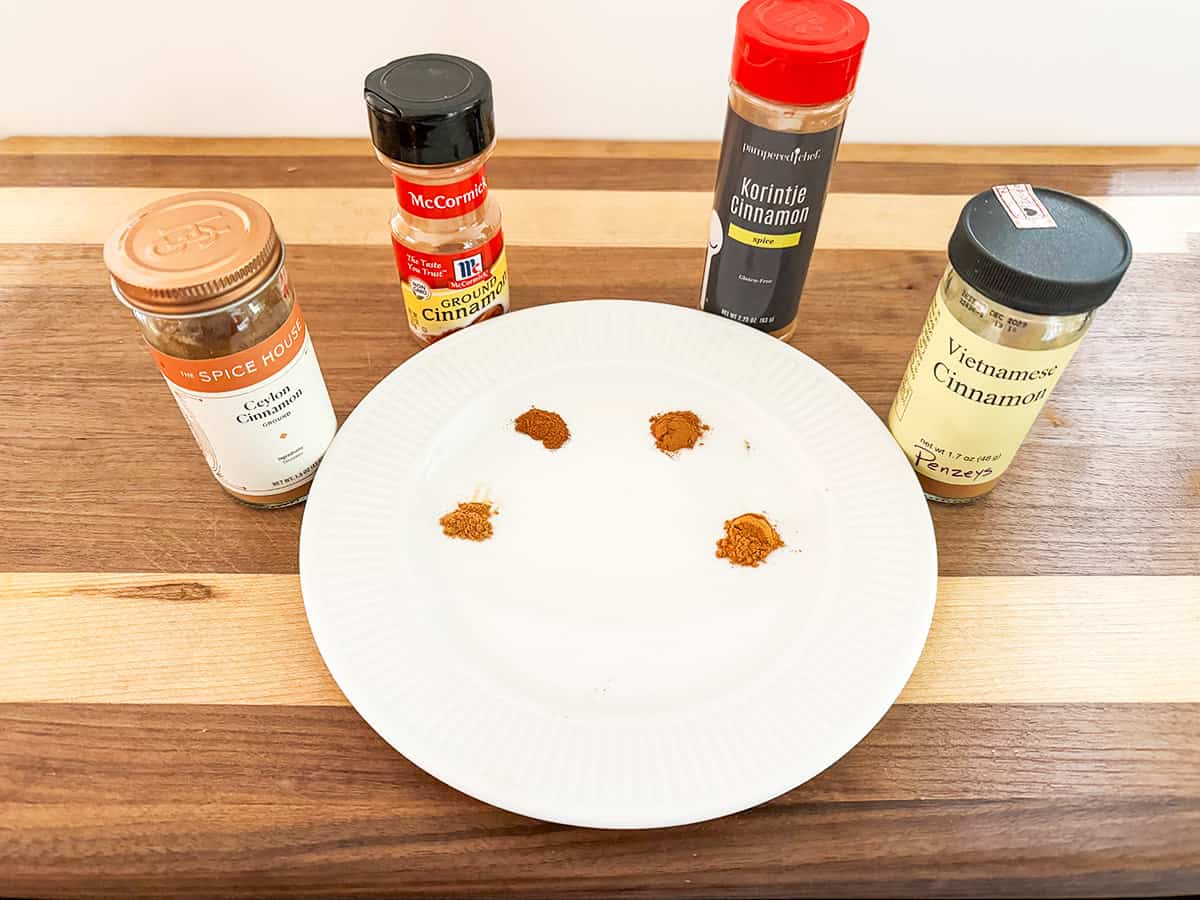Comparing 4 different cinnamons on taste and color.