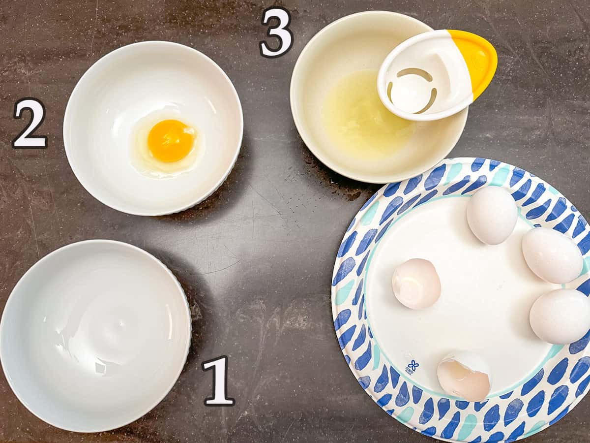 How to separate eggs using a three bowl method.