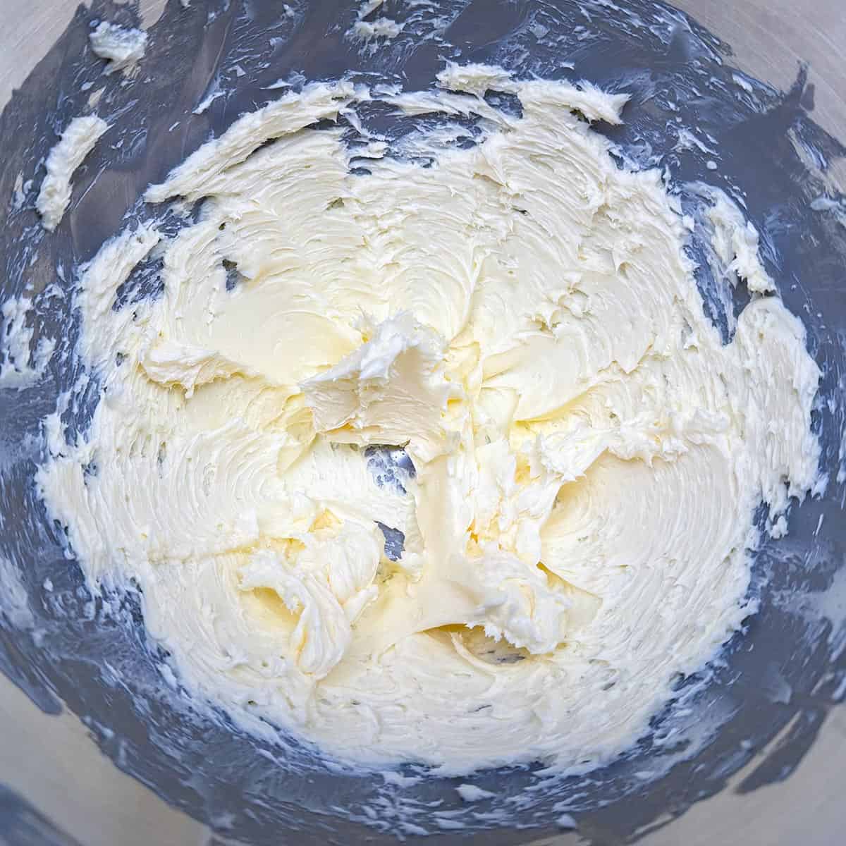 Creamed butter with soft peaks.