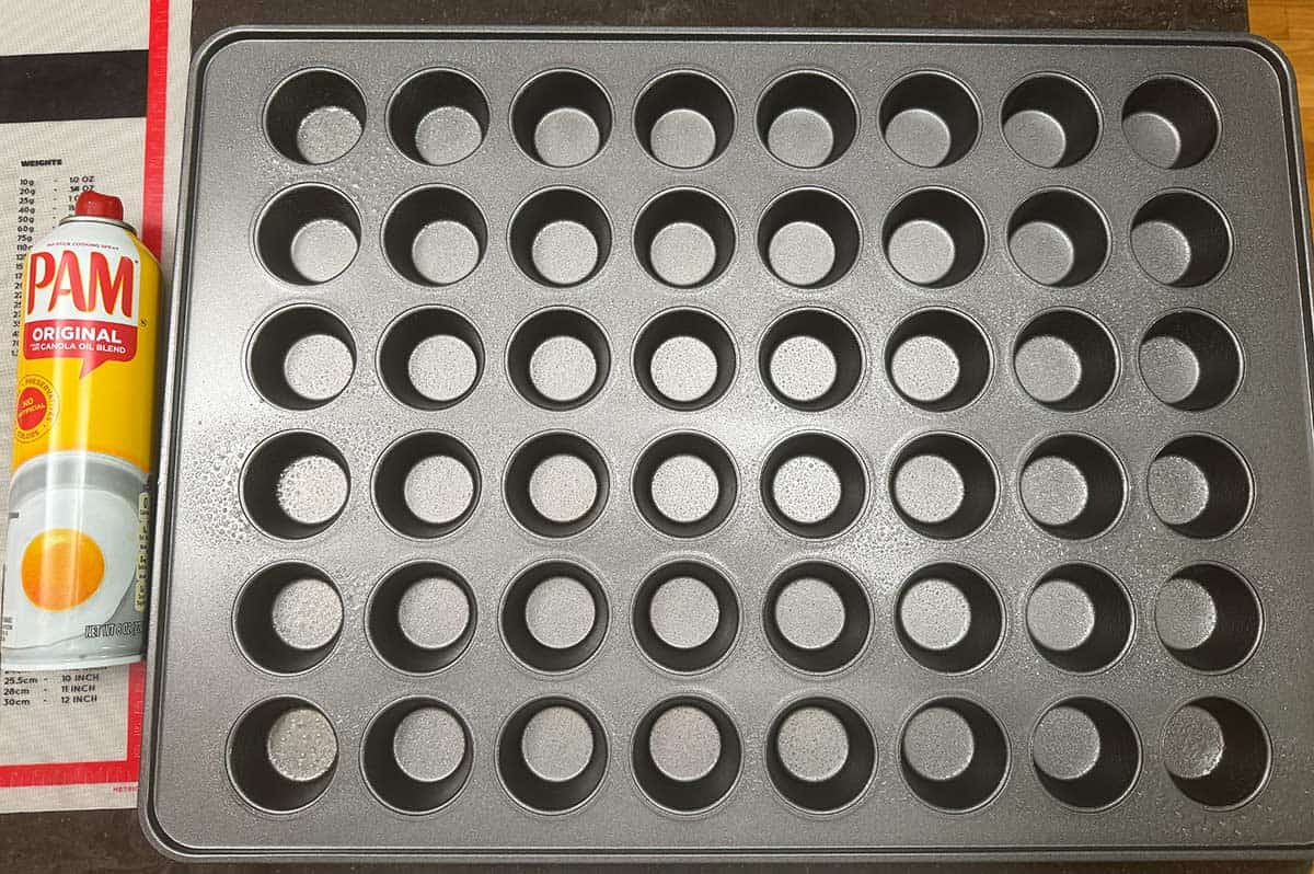 48 cup baking pan for cookie cups along with the can of PAM spray that I used.