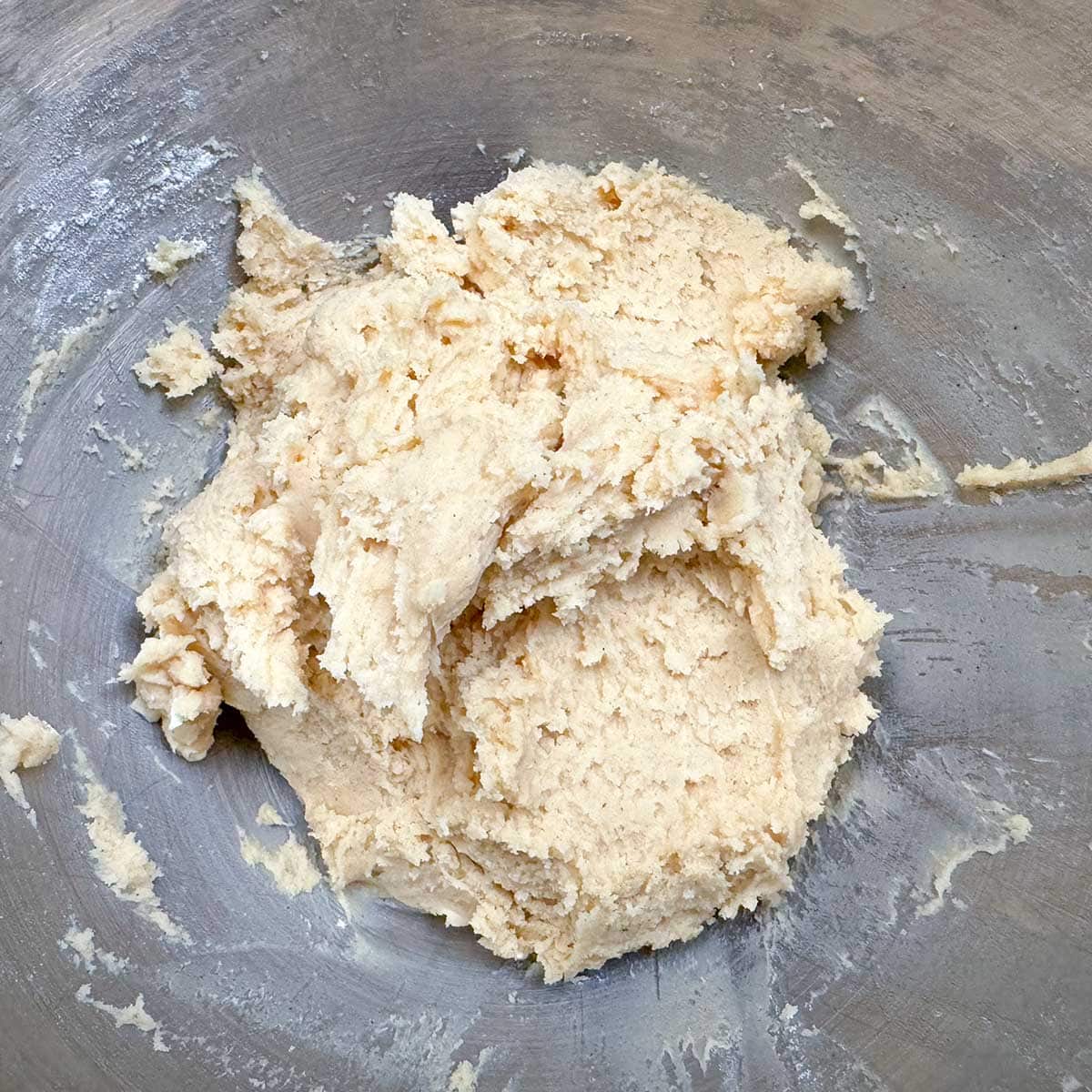 All the ingredients for the coffee cake cookies mixed together.