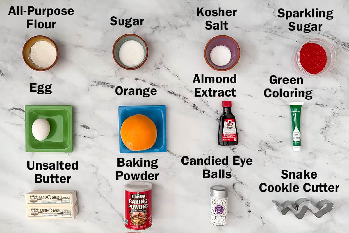 Orange almond sugar cookies ingredients.