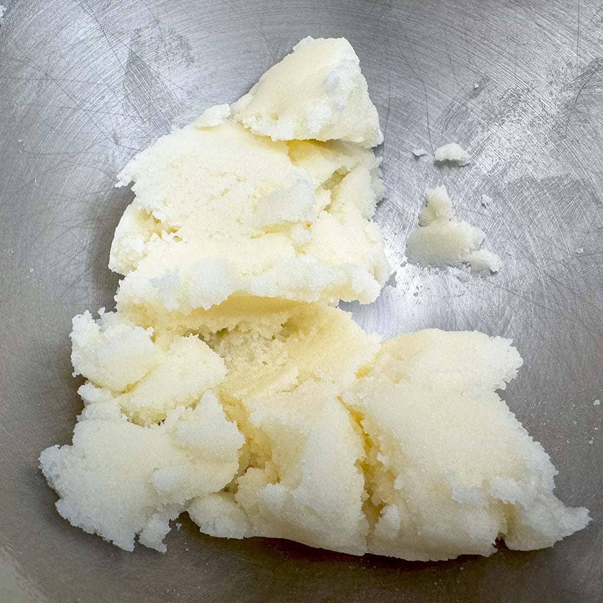 Creamed butter and sugar mixed for 3 minutes.