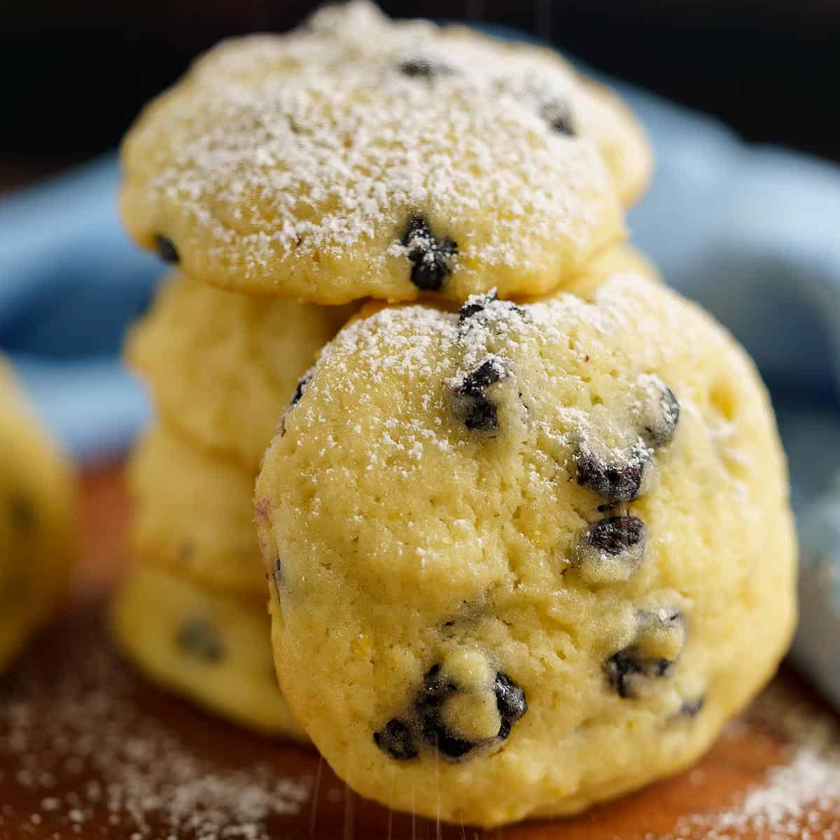 Stack of blueberry lemon with mascarpone cookies.