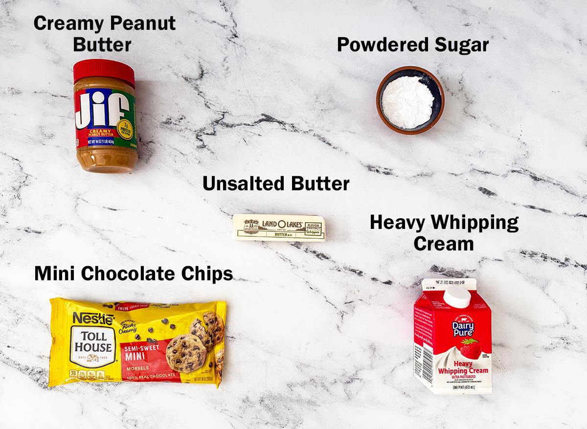 Peanut butter icing ingredients.