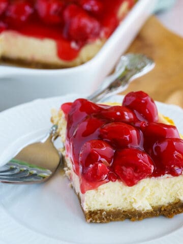 Close up of a piece of the Cherry Cheesecake Cookie Bites.