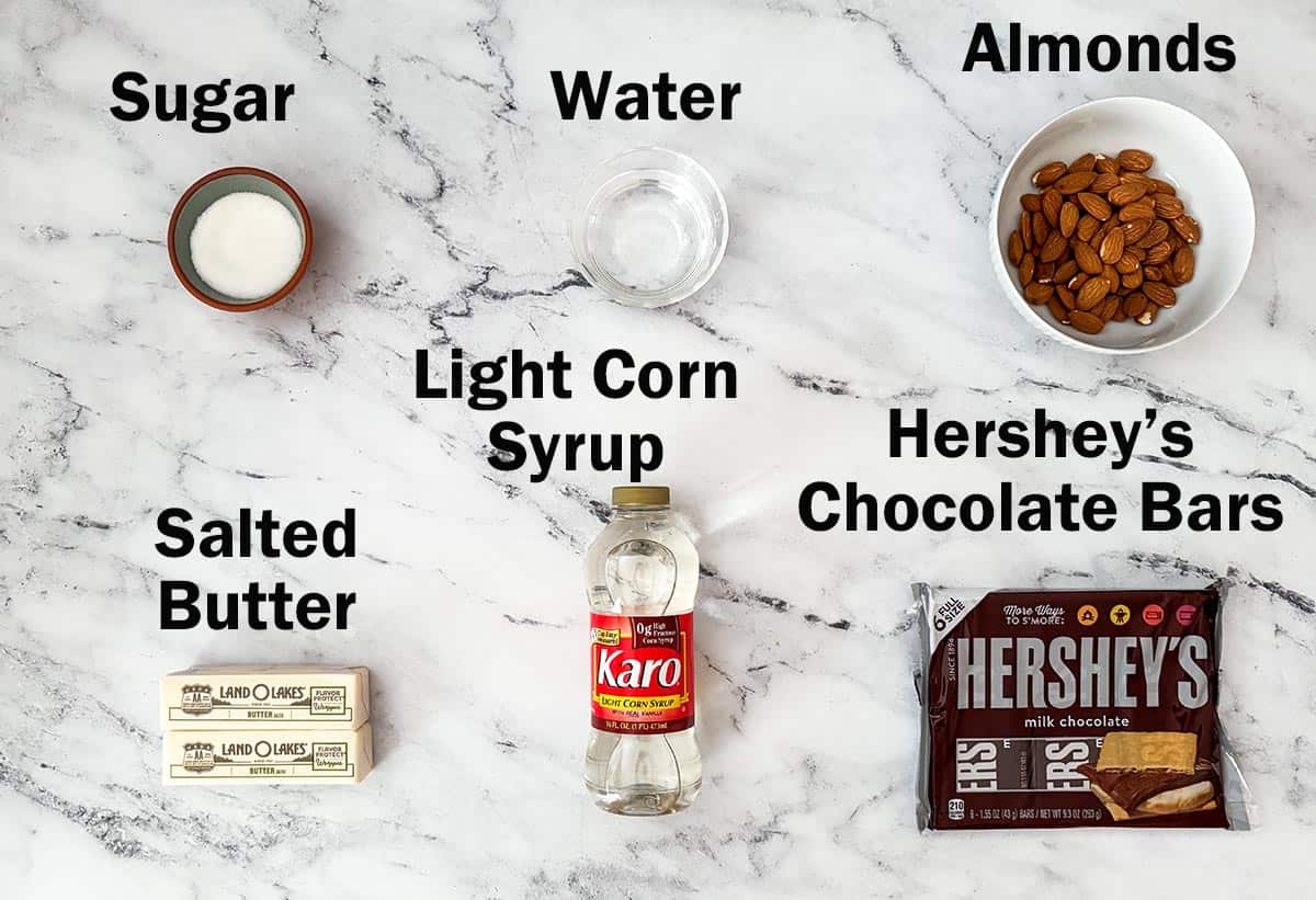 English Toffee with Almonds ingredients.