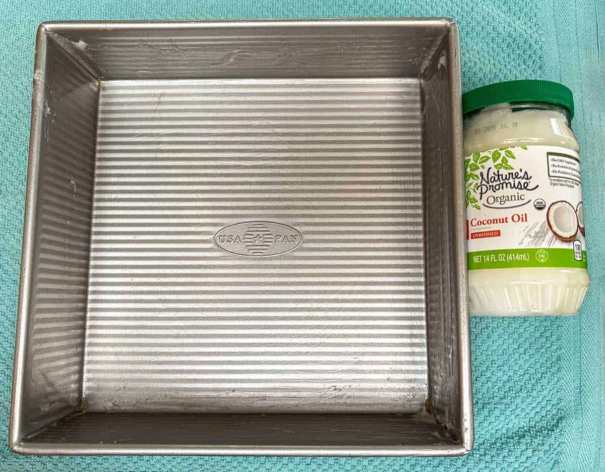 Pan that has been greased with coconut oil.