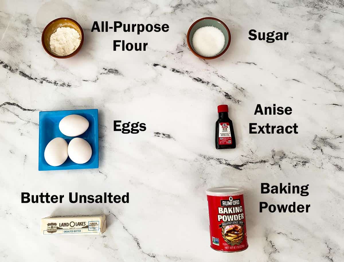 Ingredients for Italian Anise Cookies