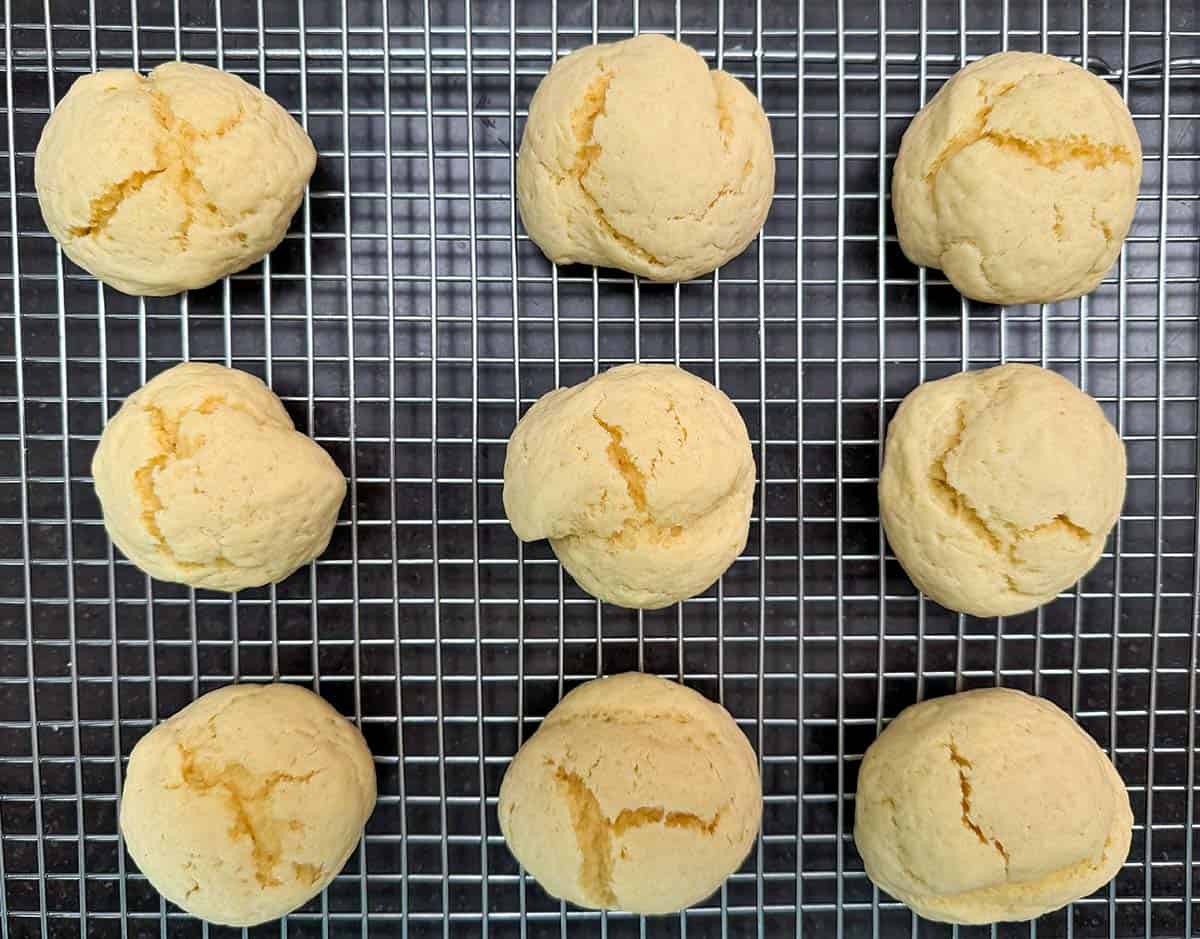 Anise cookies after they have been backed and have some cracks in the tops.