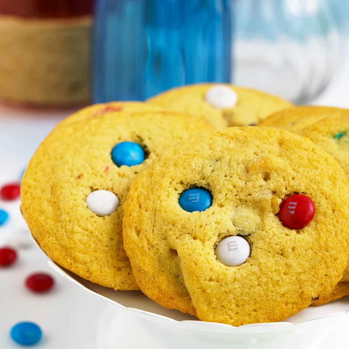 Red white and blue MM cookies ready for the 4th of July.