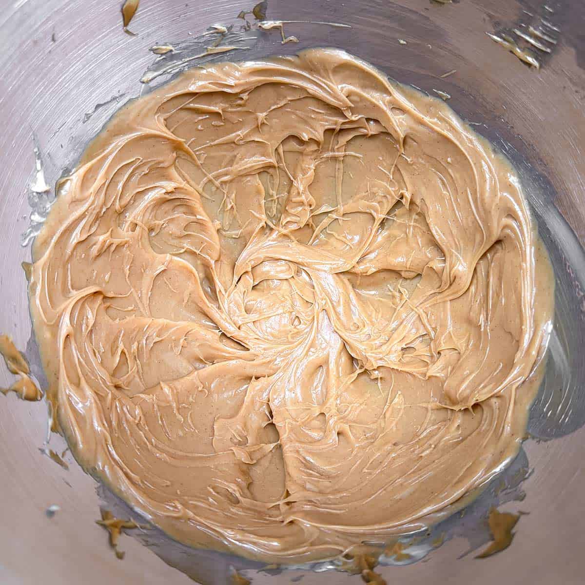 Mixed peanut butter and creamed butter with all the butter mixed.