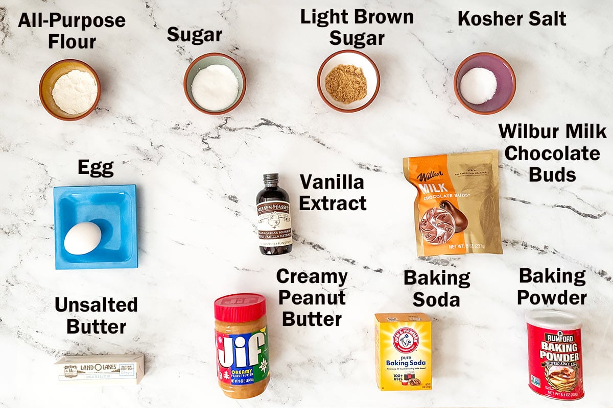 Peanut Butter Blossom Cookies ingredients.