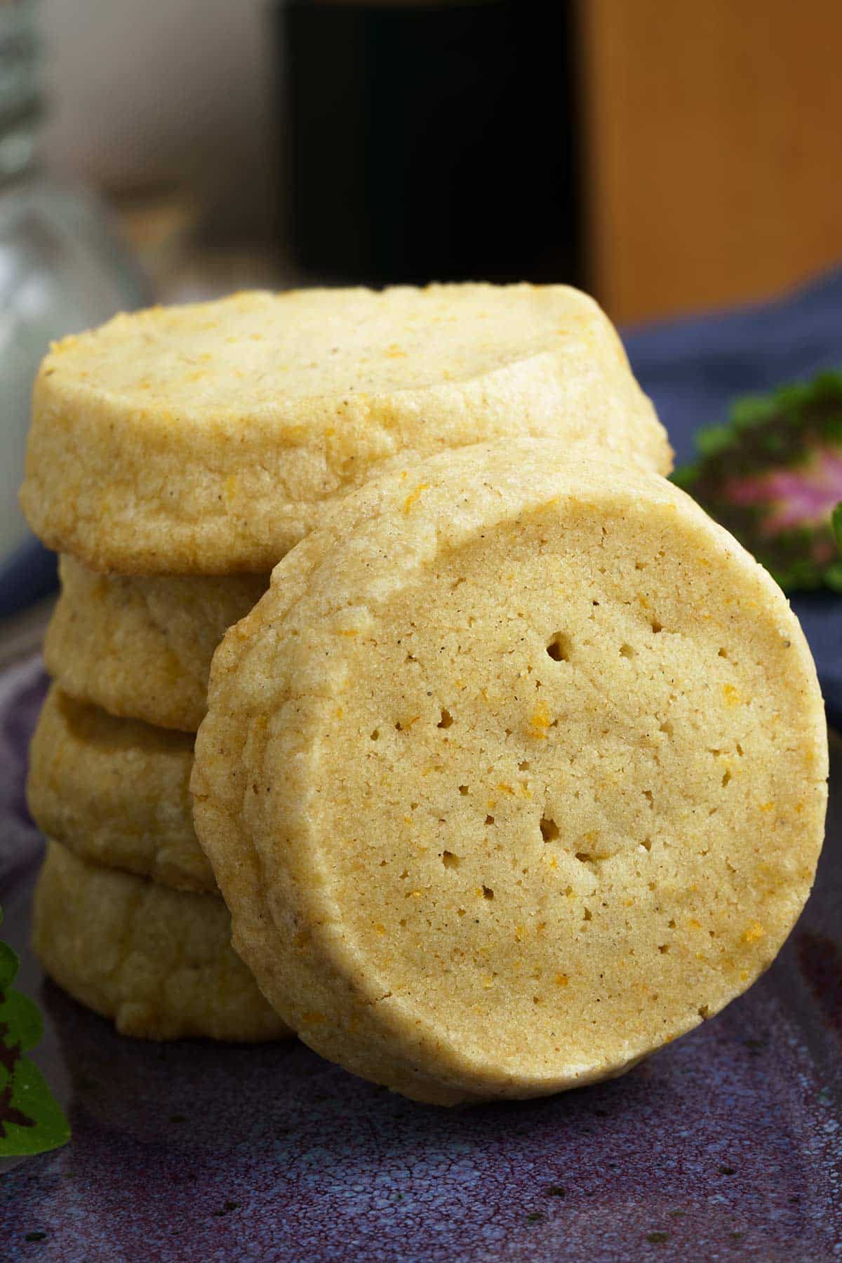 Cardamom Orange Shortbread Cookies on a plate.