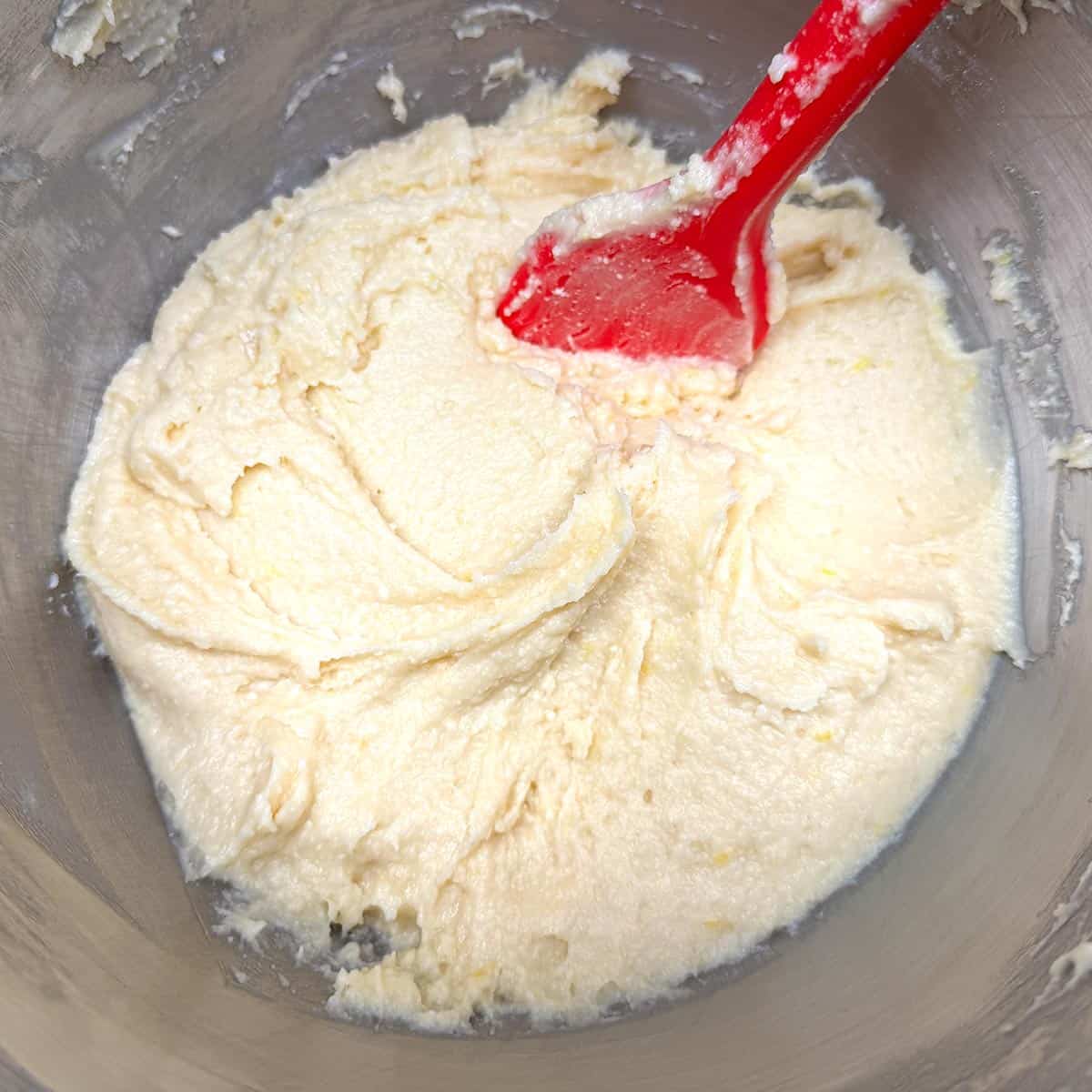 All the cookie ingredients are mixed together.