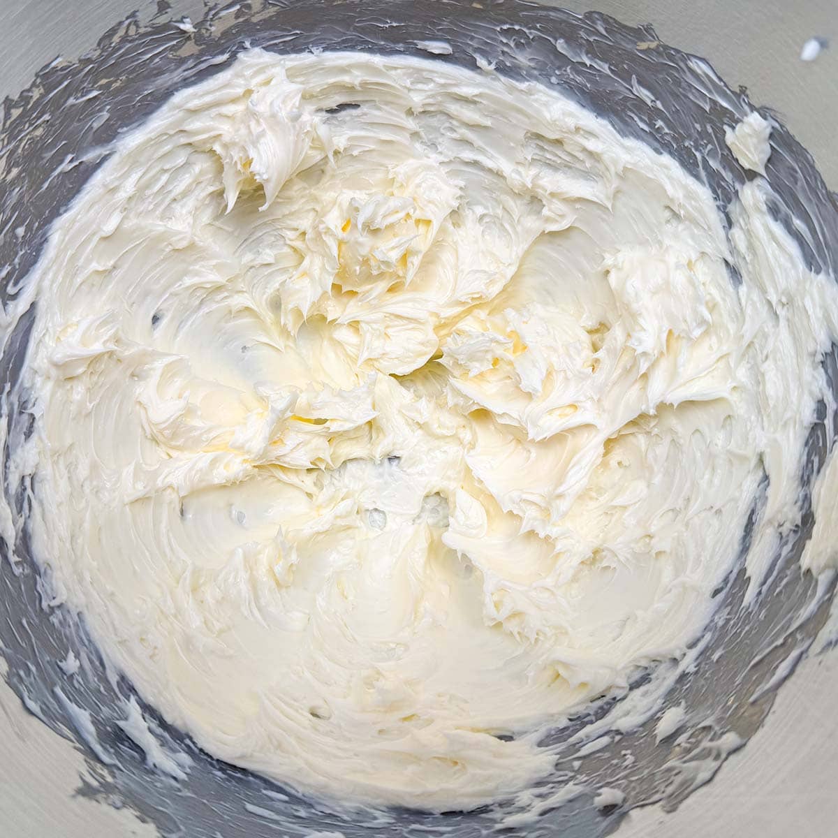 Butter that has been creamed for 3 minutes in a mixer bowl.