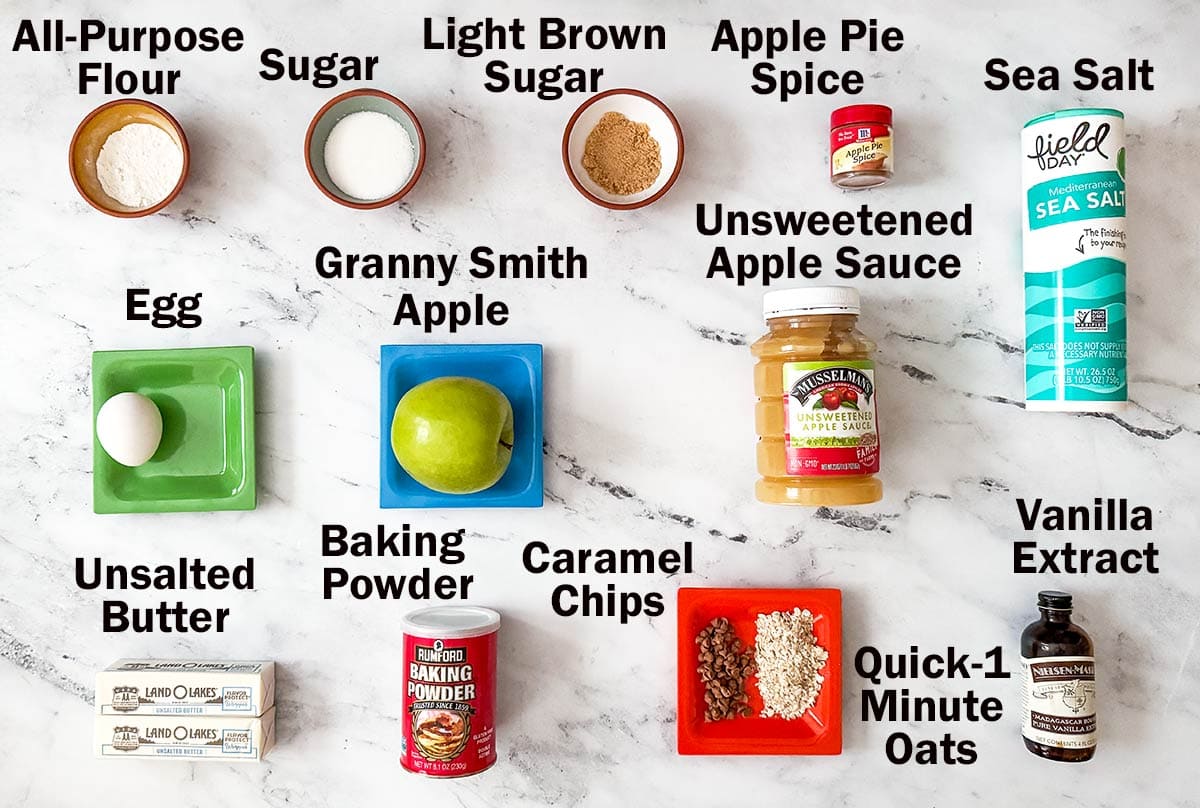 Apple caramel oatmeal cookie ingredients.