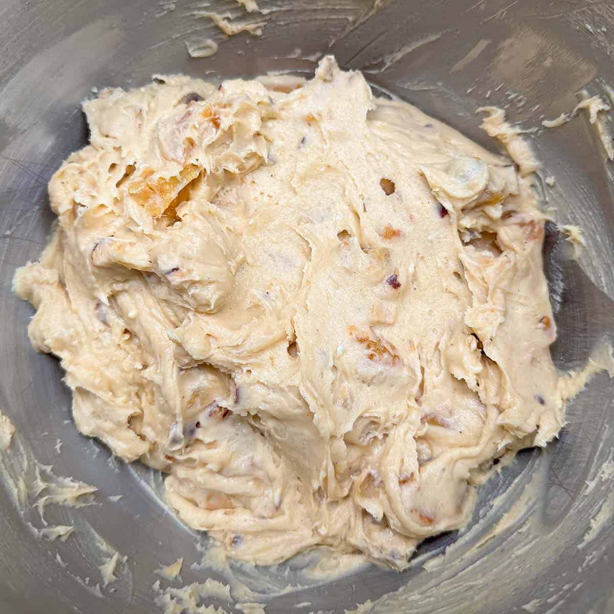 The completed cookie dough getting ready to go into the fridge to chill for 30 minutes.