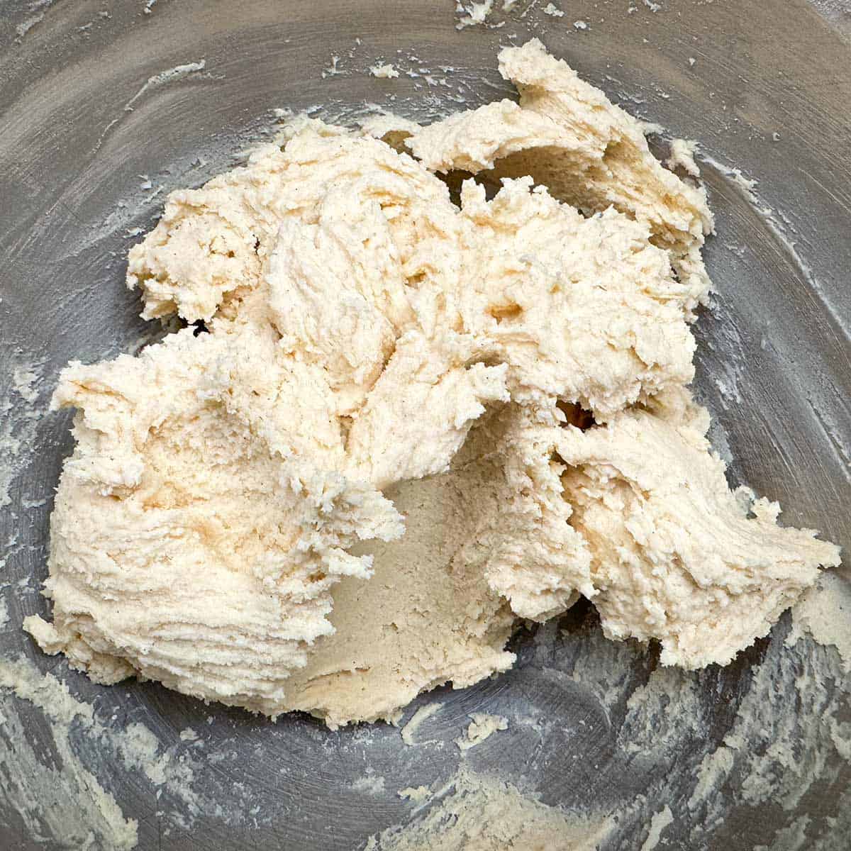 Cookie dough ingredients have been mixed. Only thing left is adding the dried cherries.