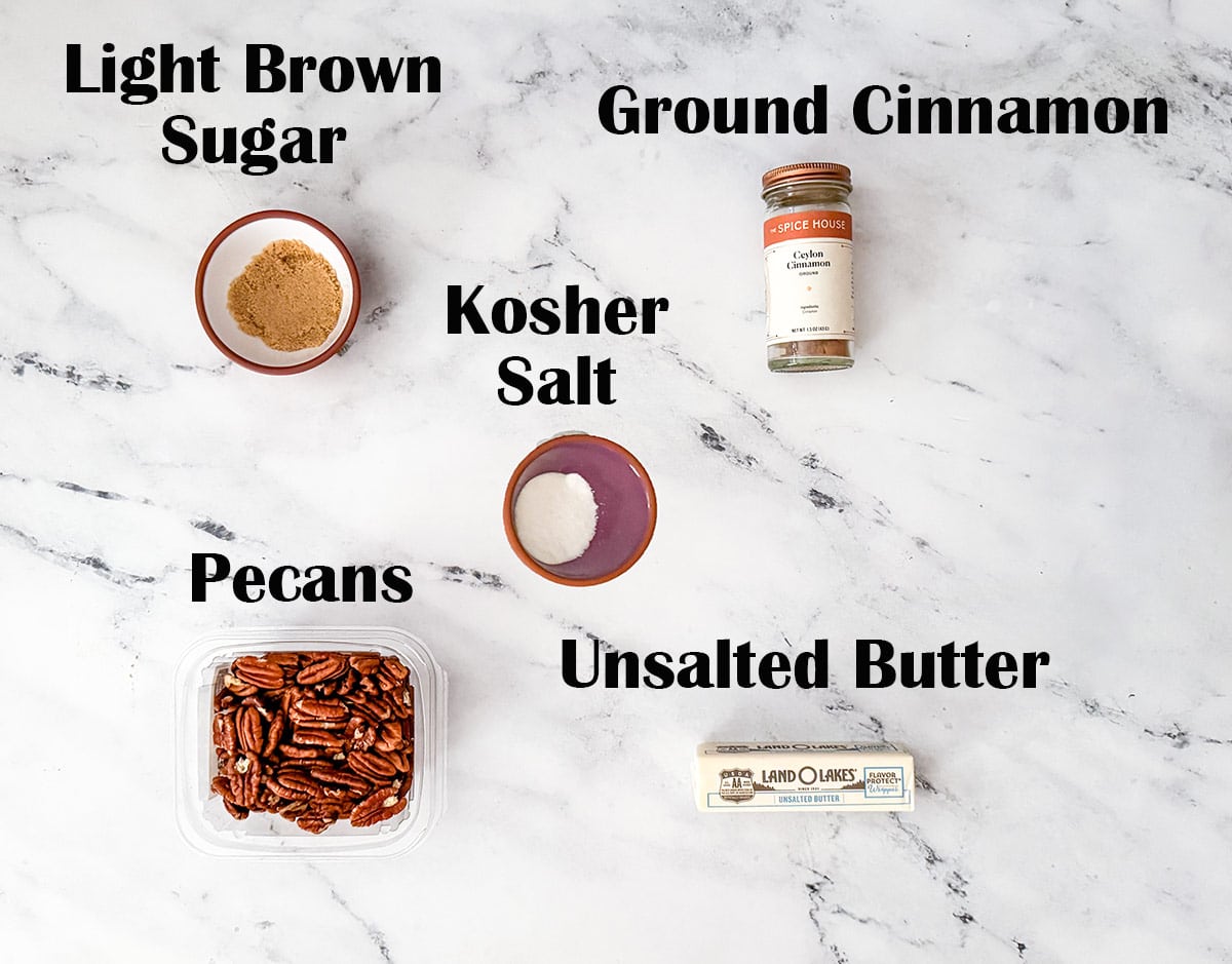 Ingredients to make the glazed pecans.