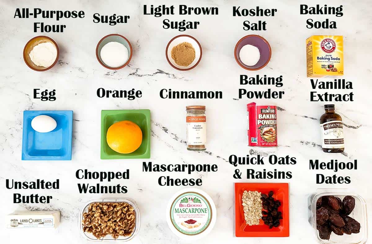 Soft oatmeal with dates and walnut cookies ingredients.