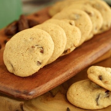 Vintage spiced date cookies on wooden boards.