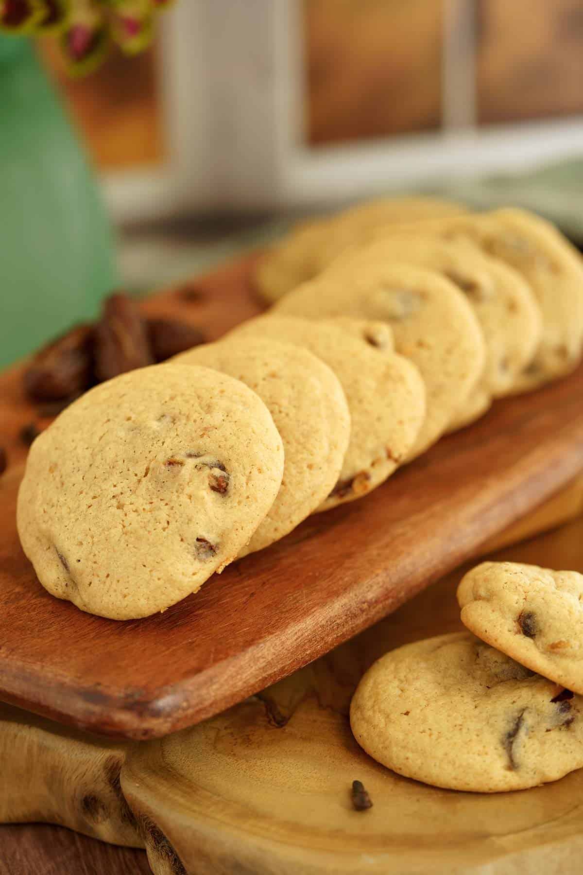 Vintage Spiced Date Cookies with a row of cookies plus two more cookies on the side.