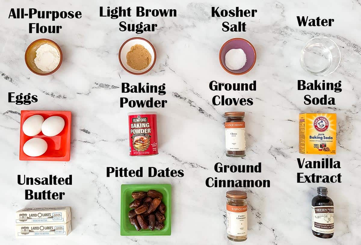 Ingredients for making Vintage Spiced Date Cookies.
