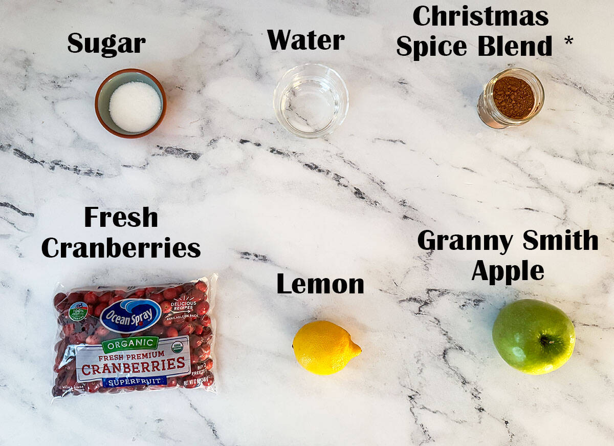 Apple cranberry jam ingredients.